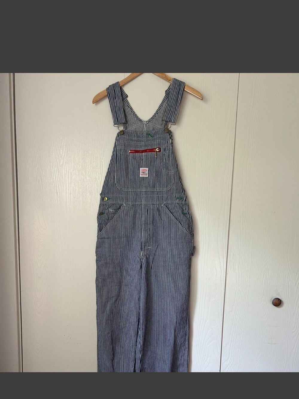 Vintage POINTER BRAND Railroad Hickory Stripe Overalls Blue and White